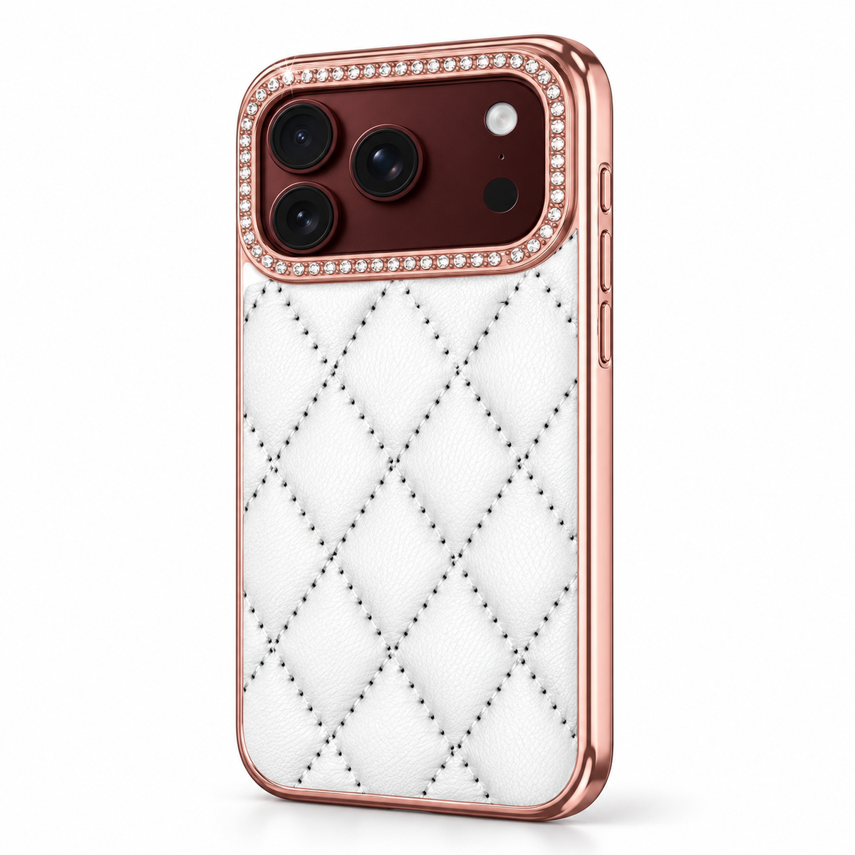 Premium iPhone Case Golden Glitter Diamond Leather Hinge Glass Screen Protector Shockproof PC Foldable Anti Scratch Non Slip Protective Flip Cover Case