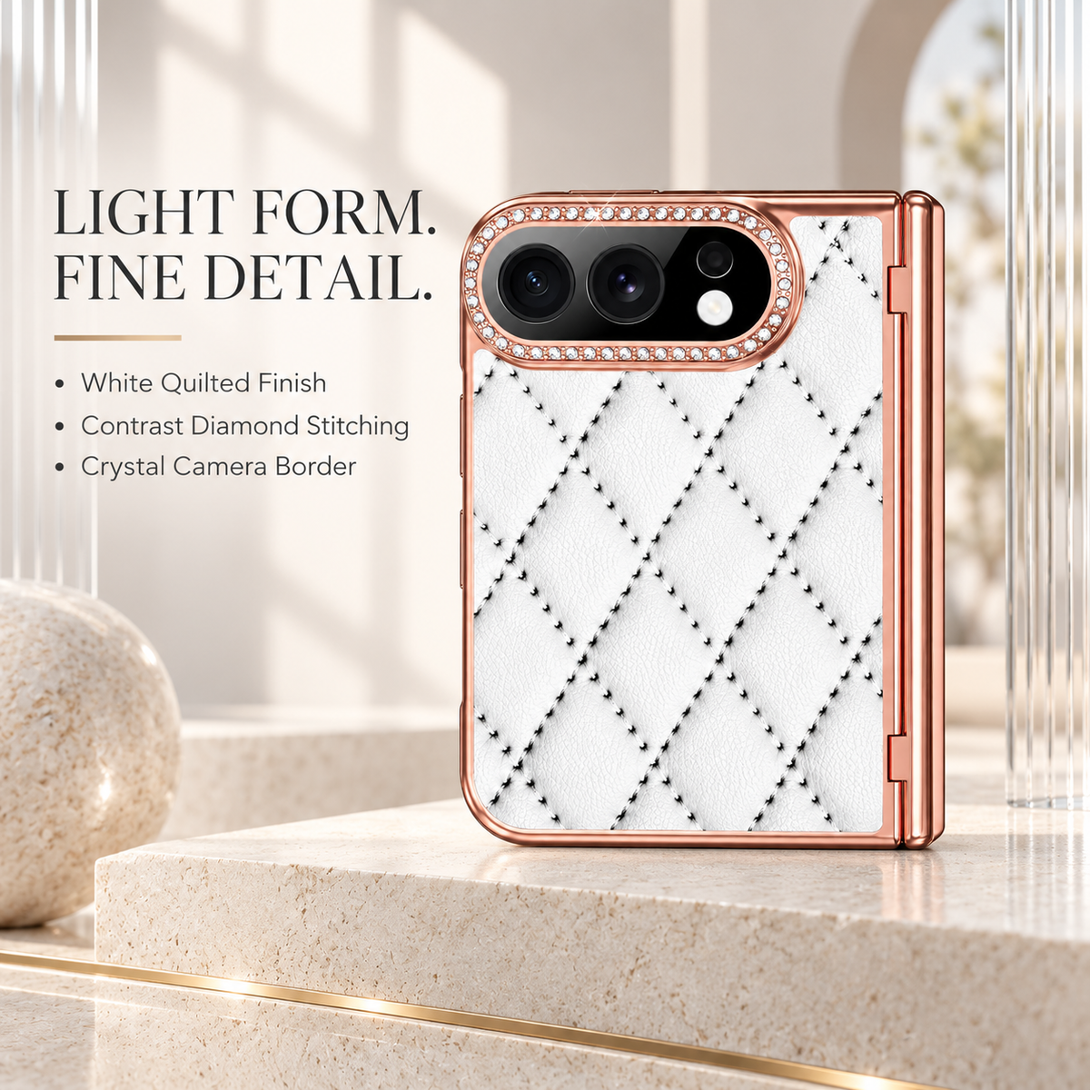 Premium iPhone Case Golden Glitter Diamond Leather Hinge Glass Screen Protector Shockproof PC Foldable Anti Scratch Non Slip Protective Flip Cover Case