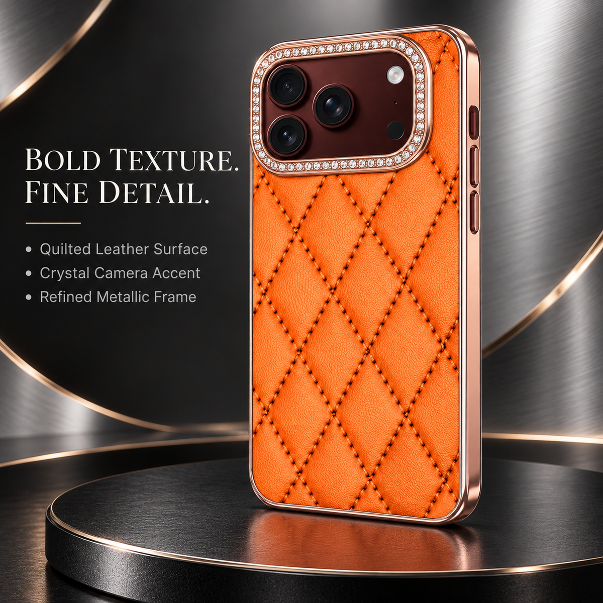 Premium iPhone Case Golden Glitter Diamond Leather Hinge Glass Screen Protector Shockproof PC Foldable Anti Scratch Non Slip Protective Flip Cover Case
