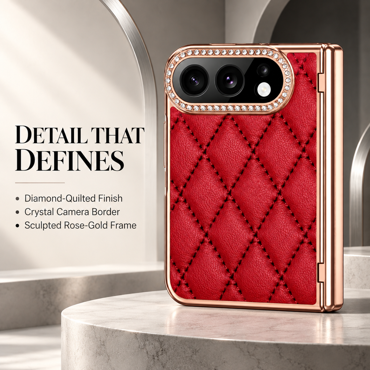 Premium iPhone Case Golden Glitter Diamond Leather Hinge Glass Screen Protector Shockproof PC Foldable Anti Scratch Non Slip Protective Flip Cover Case
