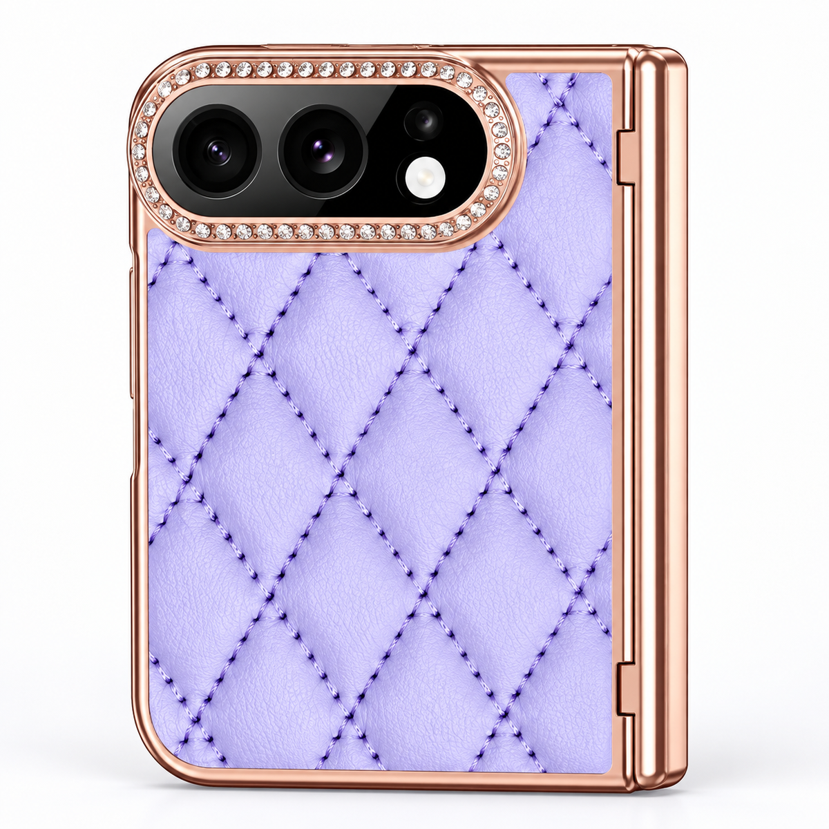Premium iPhone Case Golden Glitter Diamond Leather Hinge Glass Screen Protector Shockproof PC Foldable Anti Scratch Non Slip Protective Flip Cover Case
