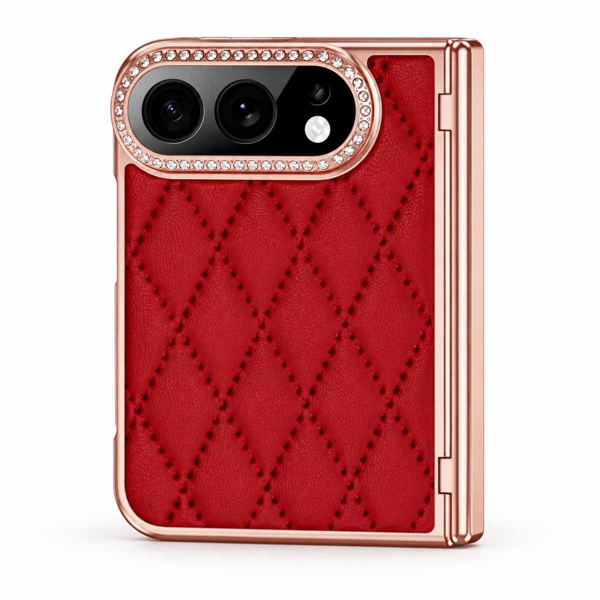 Premium iPhone Case Golden Glitter Diamond Leather Hinge Glass Screen Protector Shockproof PC Foldable Anti Scratch Non Slip Protective Flip Cover Case