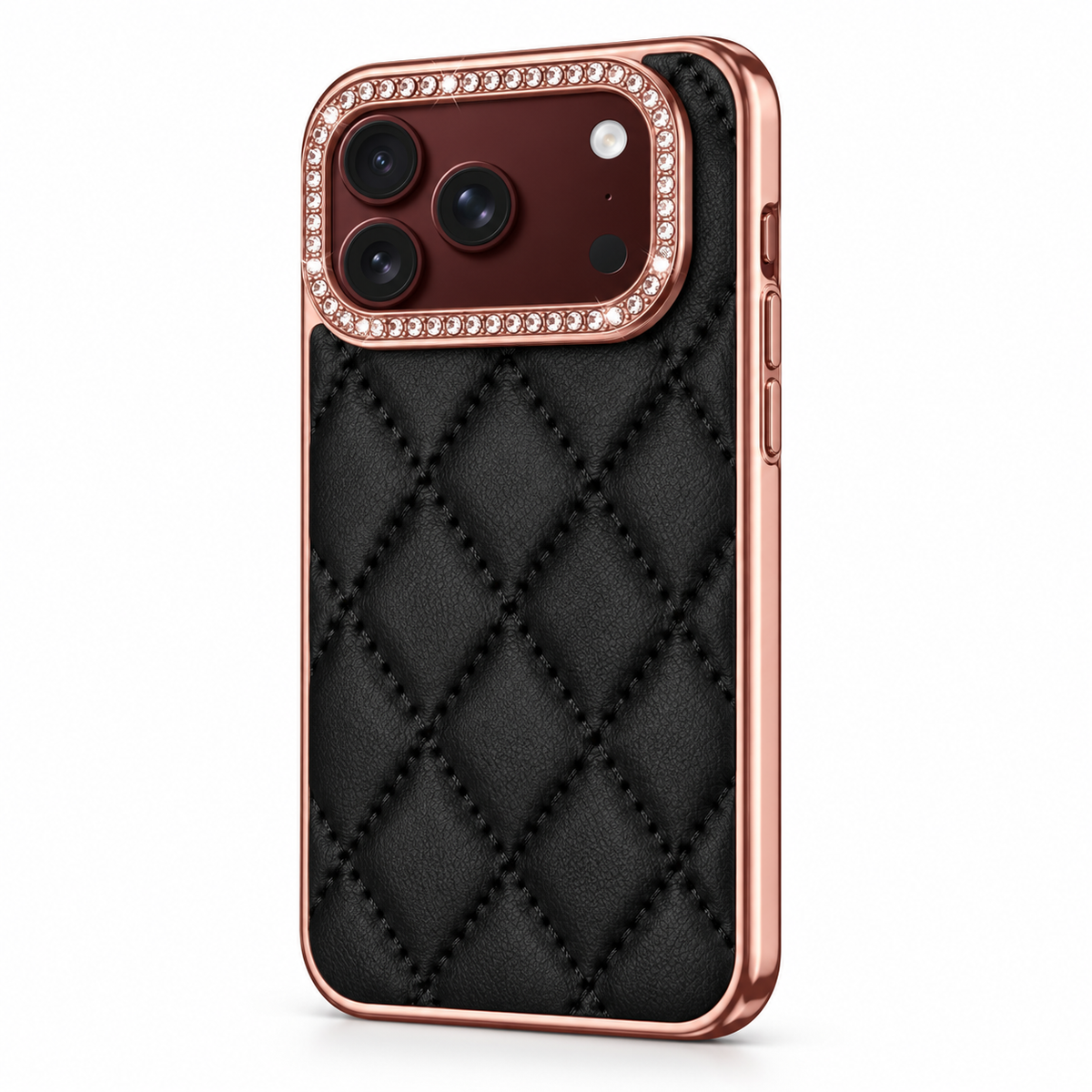 Premium iPhone Case Golden Glitter Diamond Leather Hinge Glass Screen Protector Shockproof PC Foldable Anti Scratch Non Slip Protective Flip Cover Case