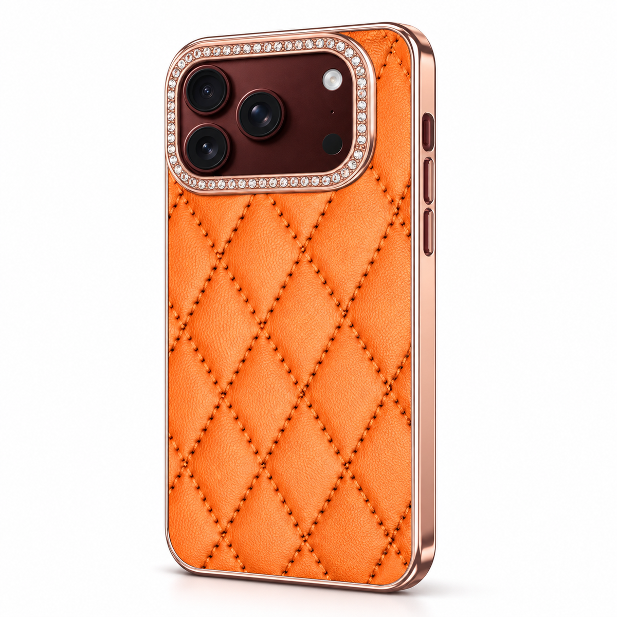 Premium iPhone Case Golden Glitter Diamond Leather Hinge Glass Screen Protector Shockproof PC Foldable Anti Scratch Non Slip Protective Flip Cover Case