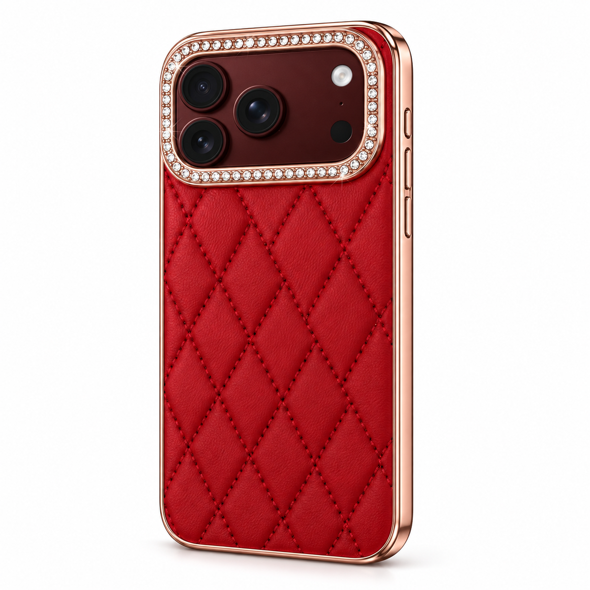 Premium iPhone Case Golden Glitter Diamond Leather Hinge Glass Screen Protector Shockproof PC Foldable Anti Scratch Non Slip Protective Flip Cover Case
