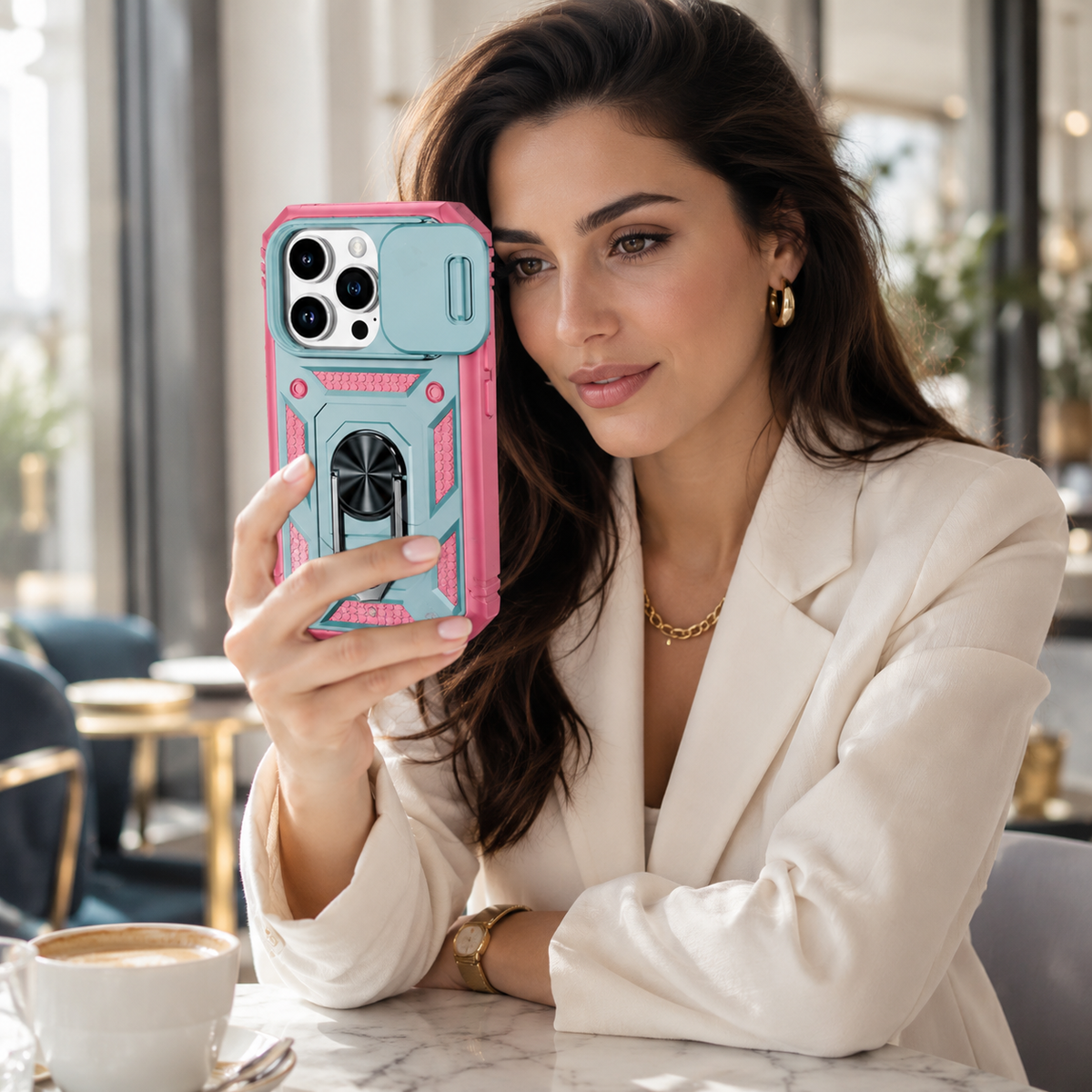 Premium iPhone Case Heavy Duty 360 Ring Kickstand Camera Lens Protection Full Coverage Anti Scratch Dustproof Shockproof Rugged Protective Cover