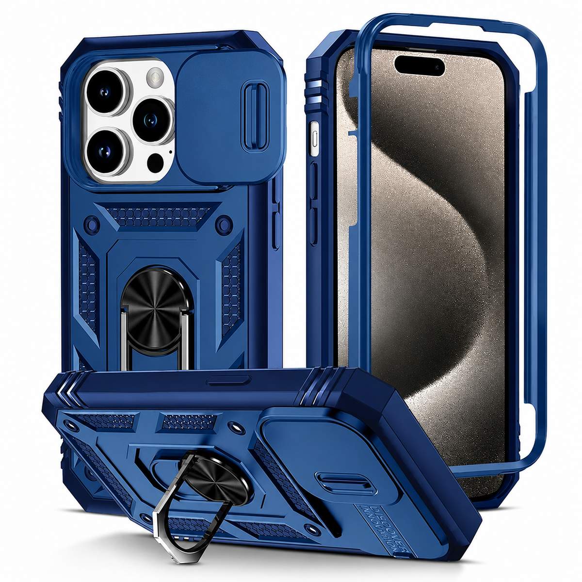 Premium iPhone Case Heavy Duty 360 Ring Kickstand Camera Lens Protection Full Coverage Anti Scratch Dustproof Shockproof Rugged Protective Cover
