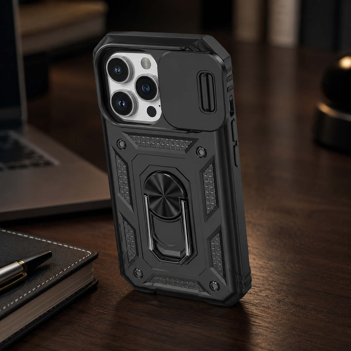 Premium iPhone Case Heavy Duty 360 Ring Kickstand Camera Lens Protection Full Coverage Anti Scratch Dustproof Shockproof Rugged Protective Cover
