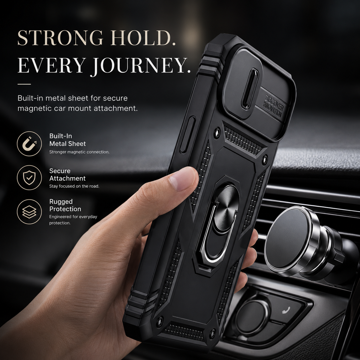 Premium iPhone Case Heavy Duty 360 Ring Kickstand Camera Lens Protection Full Coverage Anti Scratch Dustproof Shockproof Rugged Protective Cover