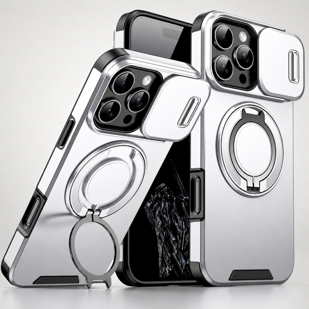 Premium iPhone Case Heavy Duty Armor Kickstand Car Mount Holder Shockproof PC TPU Anti Scratch Tough Full Coverage Protective Phone Cover Case Design