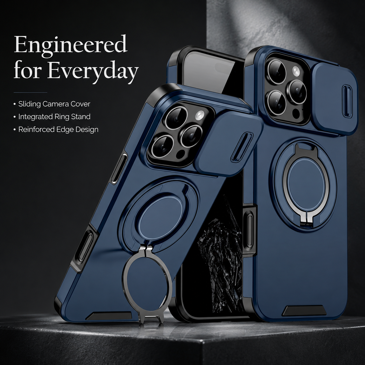 Premium iPhone Case Heavy Duty Armor Shockproof PC TPU Kickstand Car Mount Holder Anti Scratch Tough Full Coverage Rugged Protective Phone Cover Case