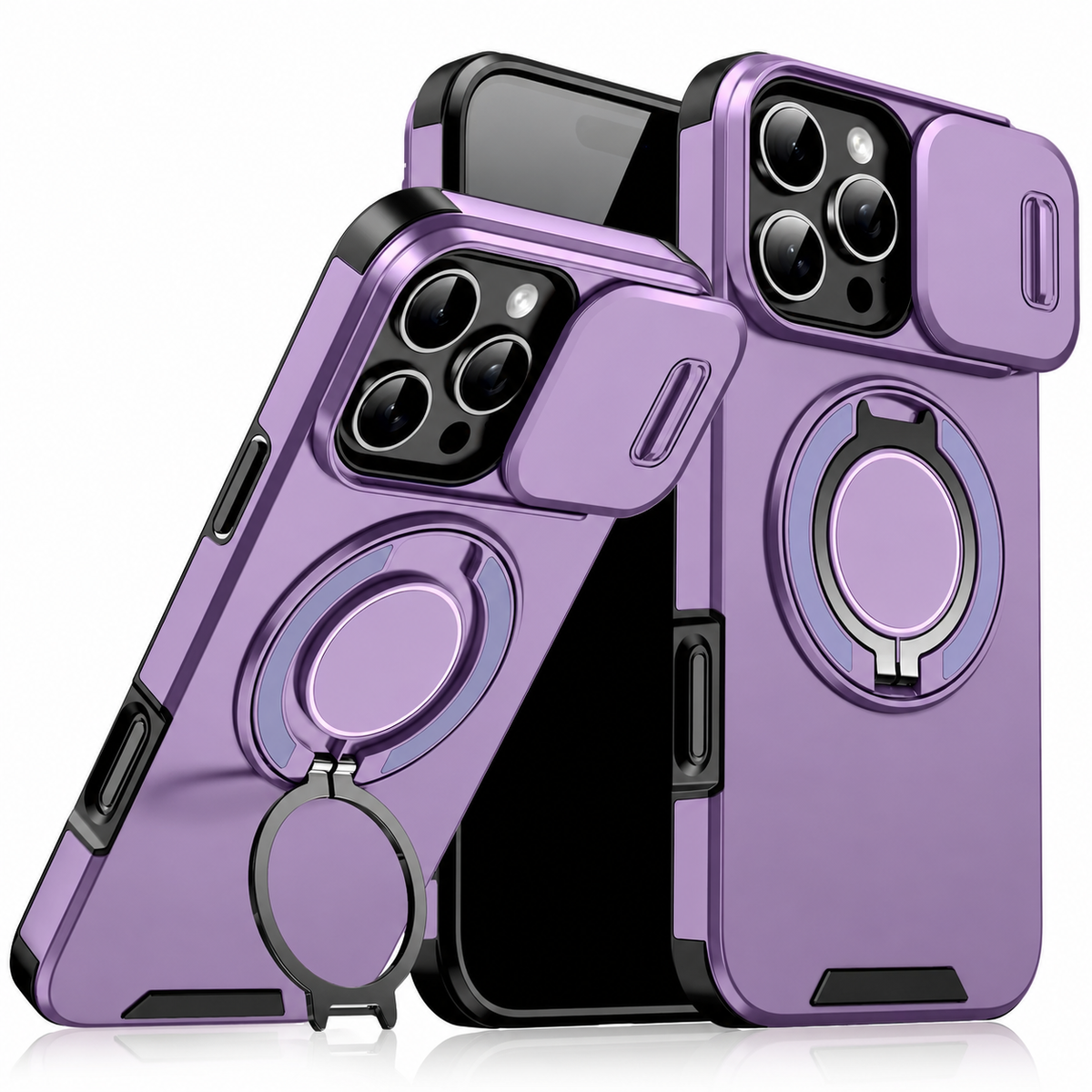 Premium iPhone Case Heavy Duty Armor Shockproof PC TPU Kickstand Car Mount Holder Anti Scratch Tough Full Coverage Rugged Protective Phone Cover Case