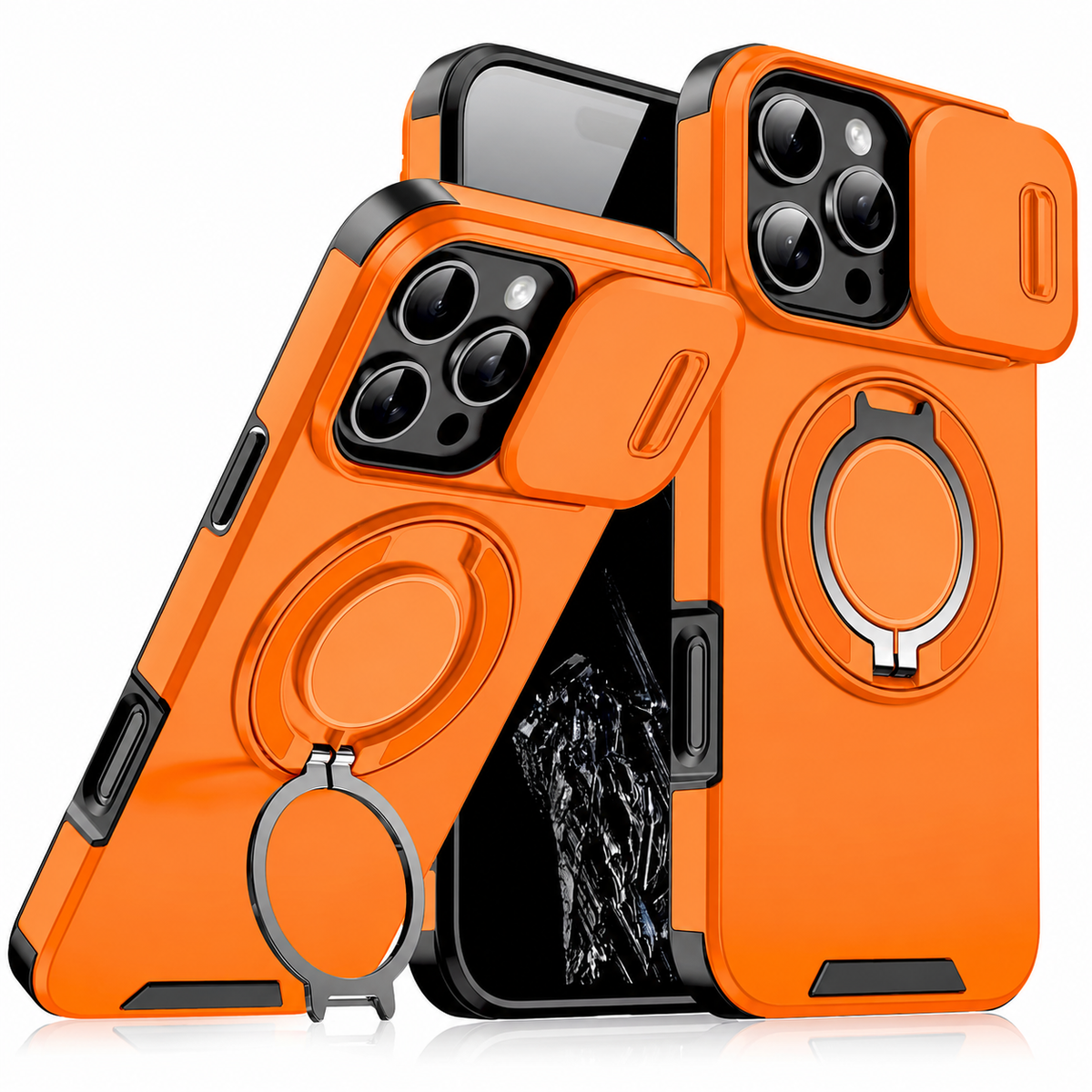 Premium iPhone Case Heavy Duty Armor Shockproof PC TPU Kickstand Car Mount Holder Anti Scratch Tough Full Coverage Rugged Protective Phone Cover Case