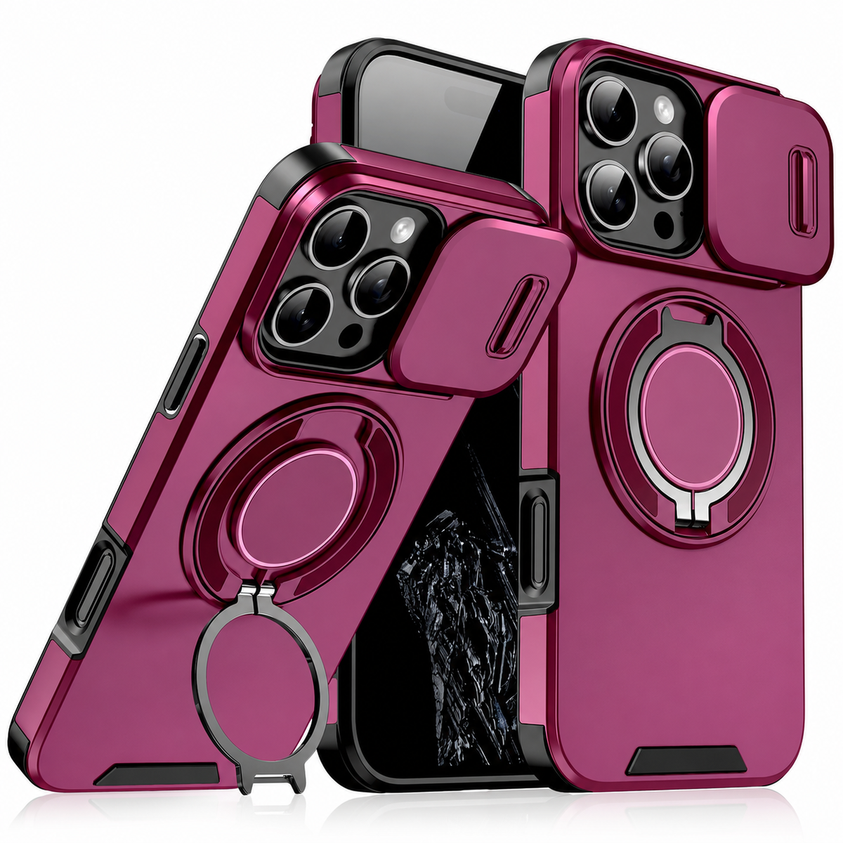 Premium iPhone Case Heavy Duty Armor Shockproof PC TPU Kickstand Car Mount Holder Anti Scratch Tough Full Coverage Rugged Protective Phone Cover Case