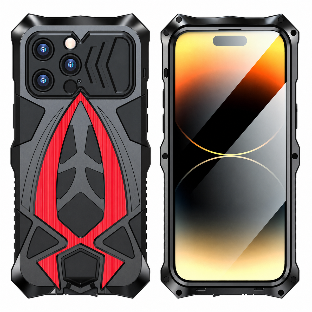 Premium iPhone Case Heavy Duty Metal Armor Shockproof Full Coverage Protective Cover Dual Layer Anti Scratch Matte Non Slip Tough Reinforced Defender Bumper