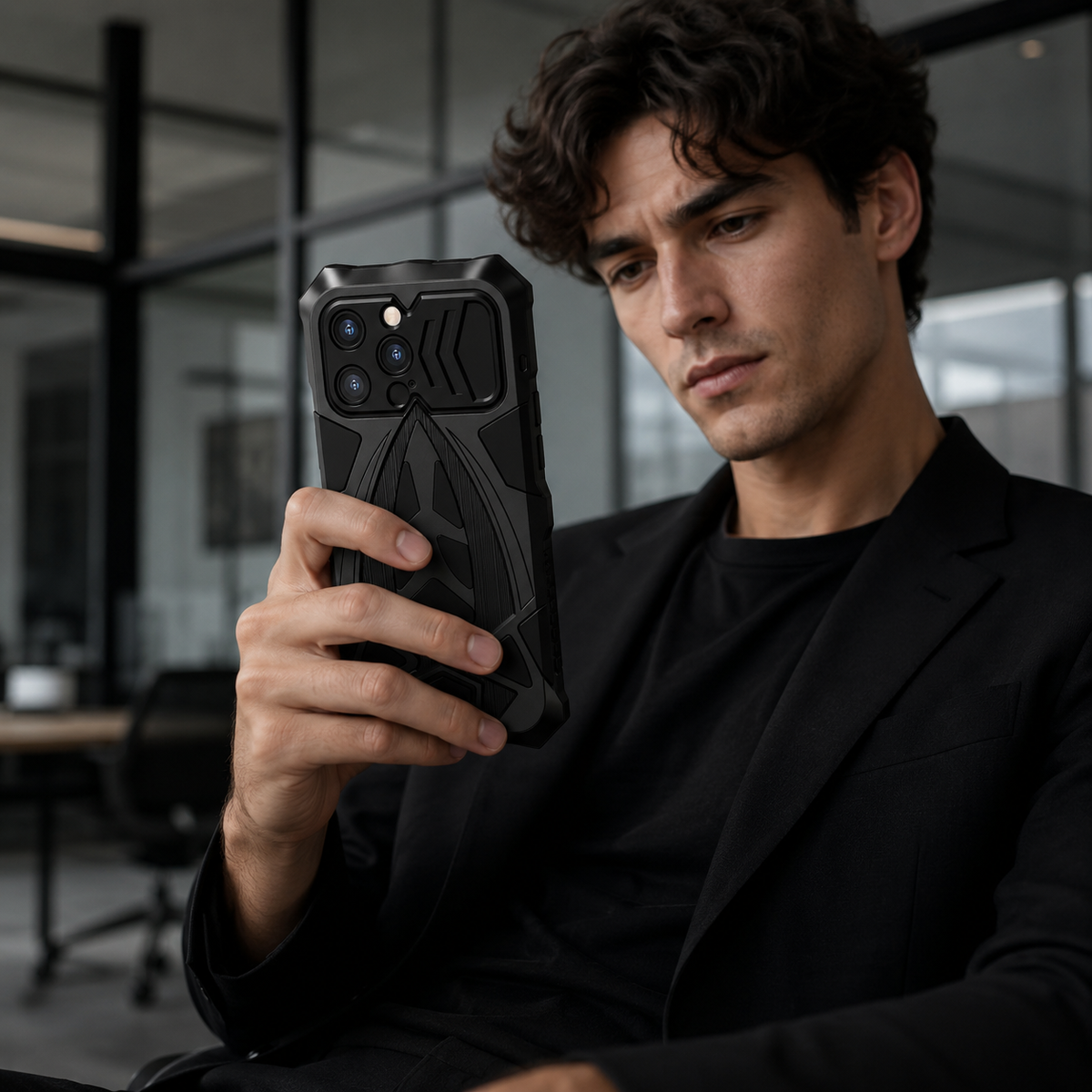 Premium iPhone Case Heavy Duty Metal Armor Shockproof Full Coverage Protective Cover Dual Layer Anti Scratch Matte Non Slip Tough Reinforced Defender Bumper