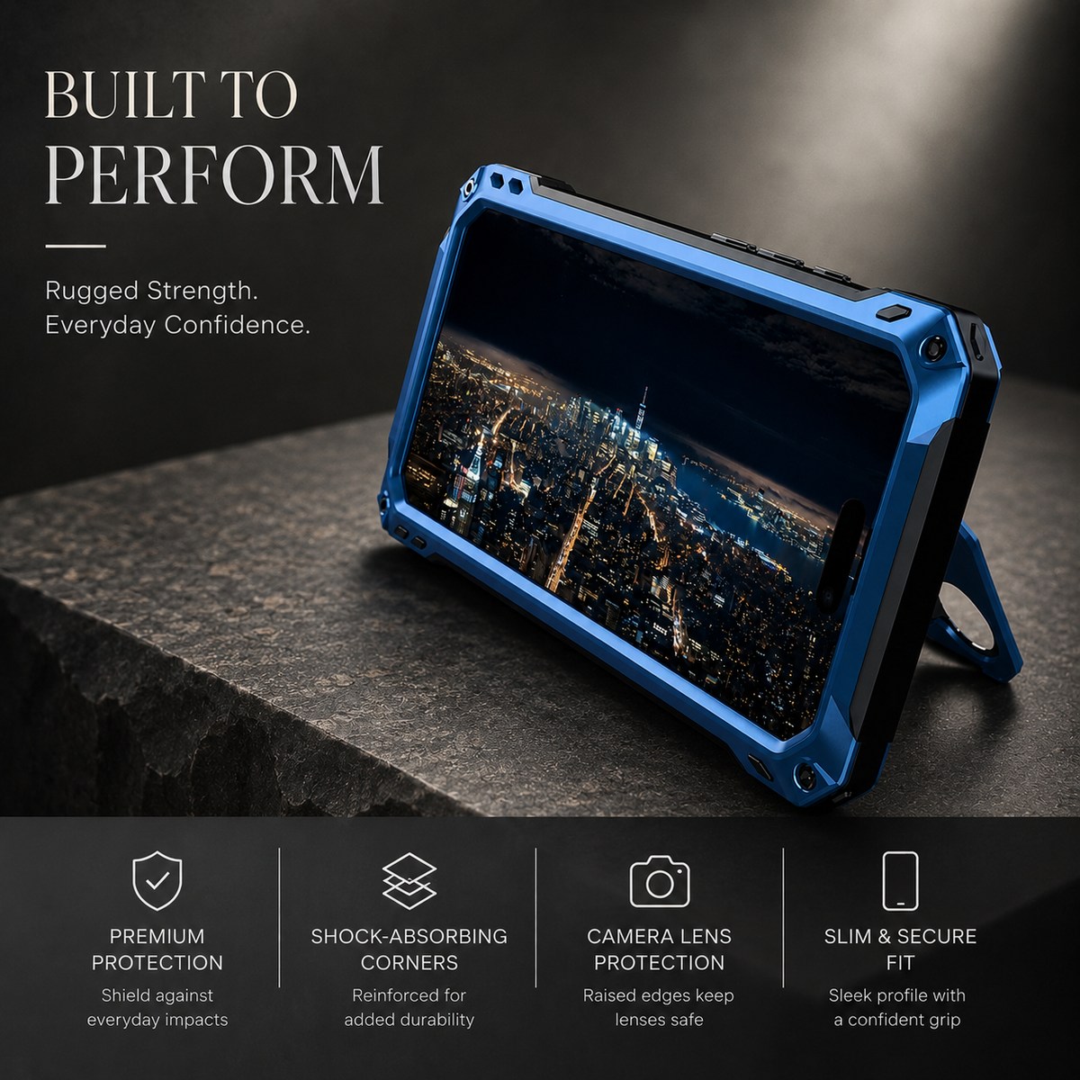 Premium iPhone Case Heavy Duty Metal MagSafe Cover Military Grade Shockproof Aluminum Bumper Camera Guard Kickstand Full Protection Rugged Design