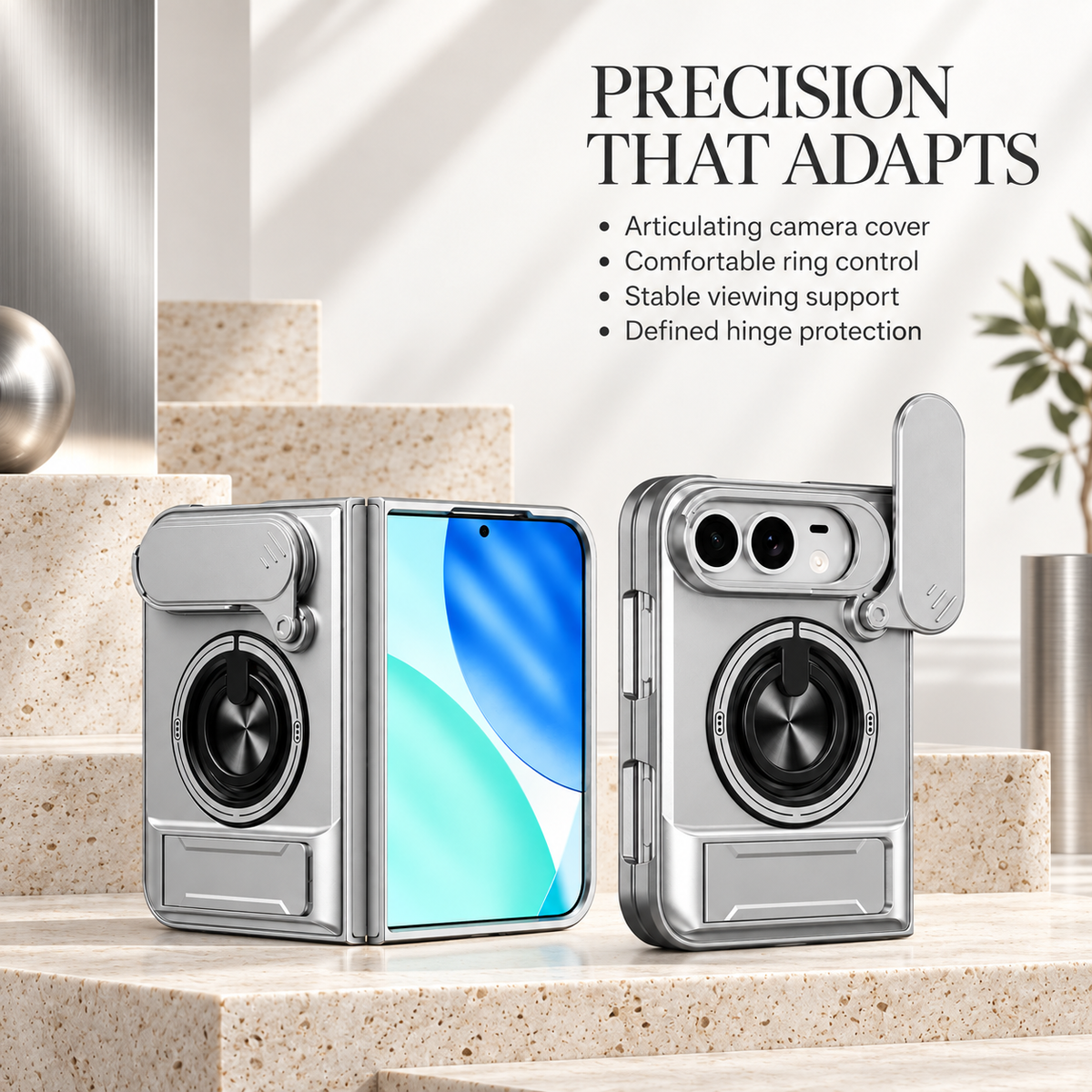 Premium iPhone Case Heavy Duty Rugged Armor Magnetic Ring Stand Slide Camera Protector Shockproof PC TPU Dual Layer Foldable Protective Cover Case