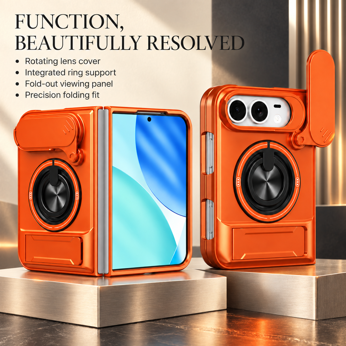 Premium iPhone Case Heavy Duty Rugged Armor Magnetic Ring Stand Slide Camera Protector Shockproof PC TPU Dual Layer Foldable Protective Cover Case