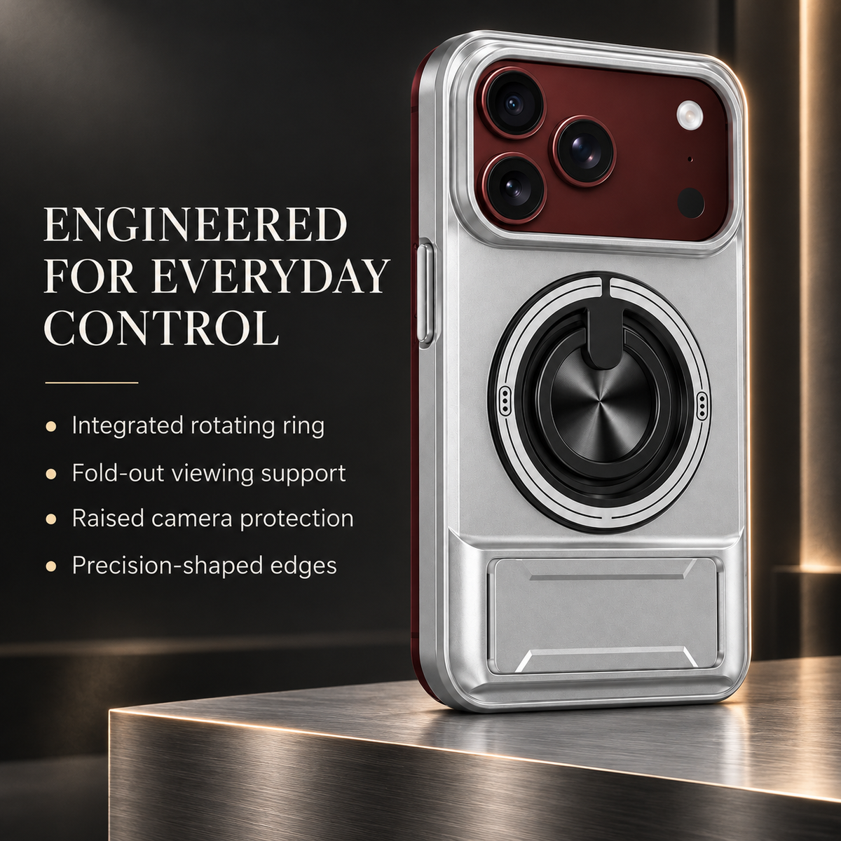 Premium iPhone Case Heavy Duty Rugged Armor Magnetic Ring Stand Slide Camera Protector Shockproof PC TPU Dual Layer Foldable Protective Cover Case