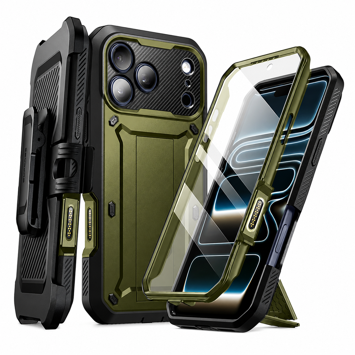 Premium iPhone Case Heavy Duty Rugged Full Body Shockproof PC TPU Protective Cover Built In Screen Protector Reinforced Tough Armor Bumper Case