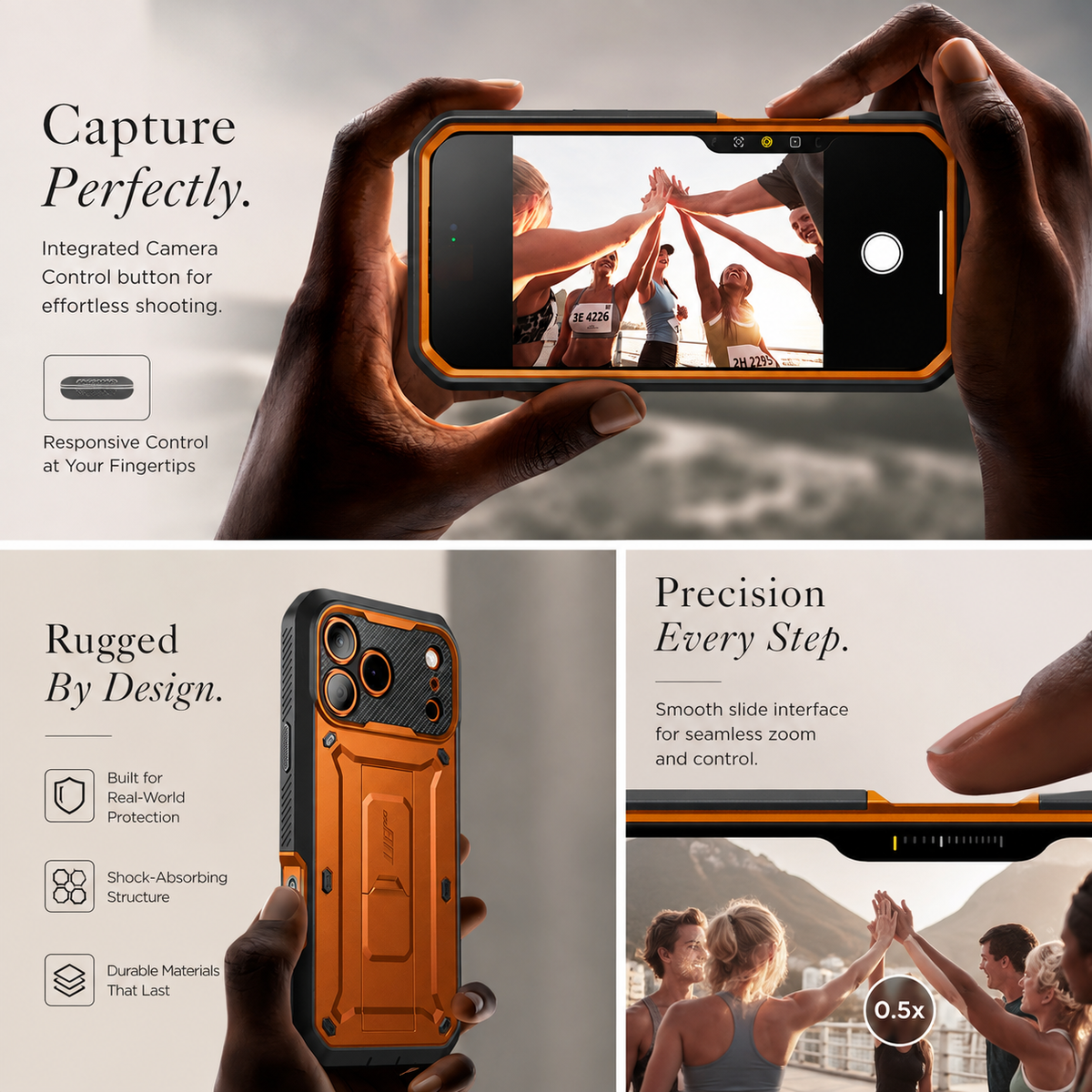 Premium iPhone Case Heavy Duty Rugged Full Body Shockproof PC TPU Protective Cover Built In Screen Protector Reinforced Tough Armor Bumper Case