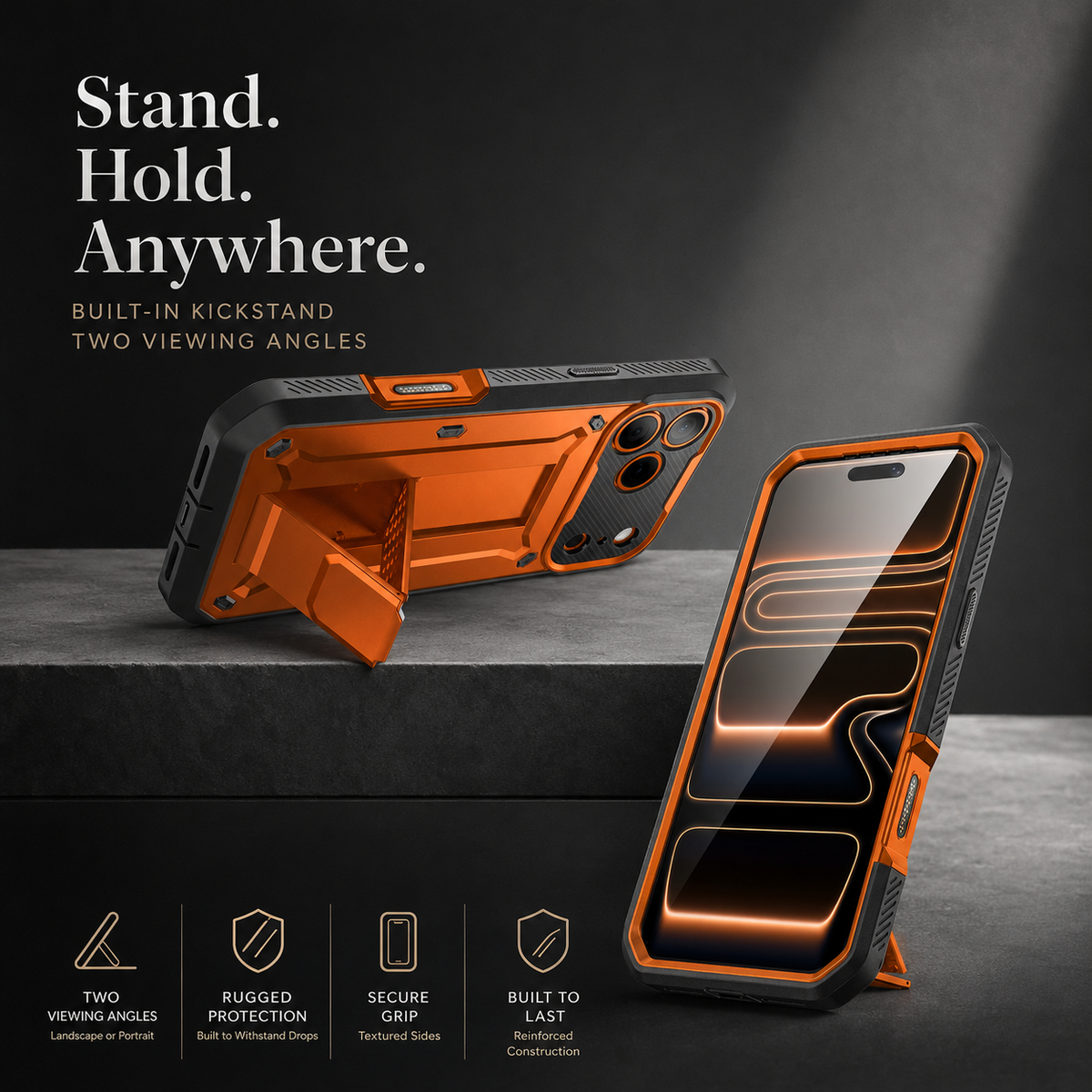 Premium iPhone Case Heavy Duty Rugged Full Body Shockproof PC TPU Protective Cover Built In Screen Protector Reinforced Tough Armor Bumper Case