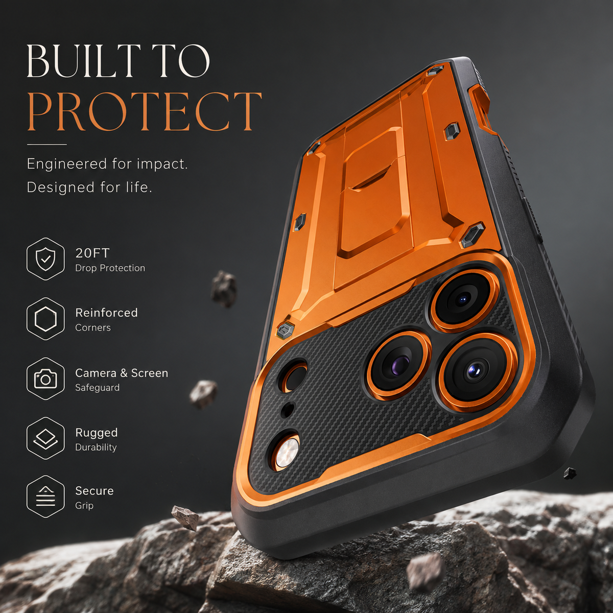 Premium iPhone Case Heavy Duty Rugged Full Body Shockproof PC TPU Protective Cover Built In Screen Protector Reinforced Tough Armor Bumper Case