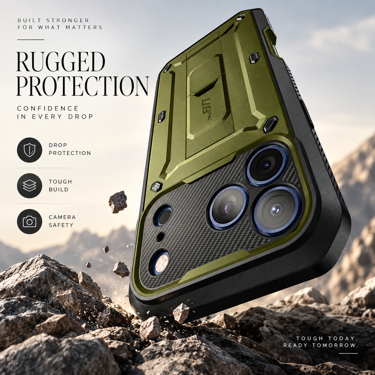 Premium iPhone Case Heavy Duty Rugged Full Body Shockproof PC TPU Protective Cover Built In Screen Protector Reinforced Tough Armor Bumper Case