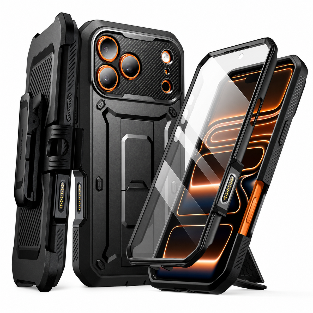 Premium iPhone Case Heavy Duty Rugged Full Body Shockproof PC TPU Protective Cover Built In Screen Protector Reinforced Tough Armor Bumper Case