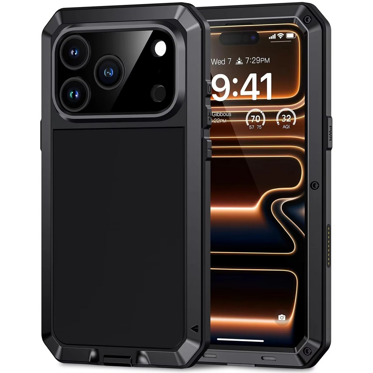 Premium iPhone Case Heavy Duty Rugged Shockproof Protective Cover Metal Armor Glass Screen Protector PC TPU Anti Slip Reinforced Full Body Protection