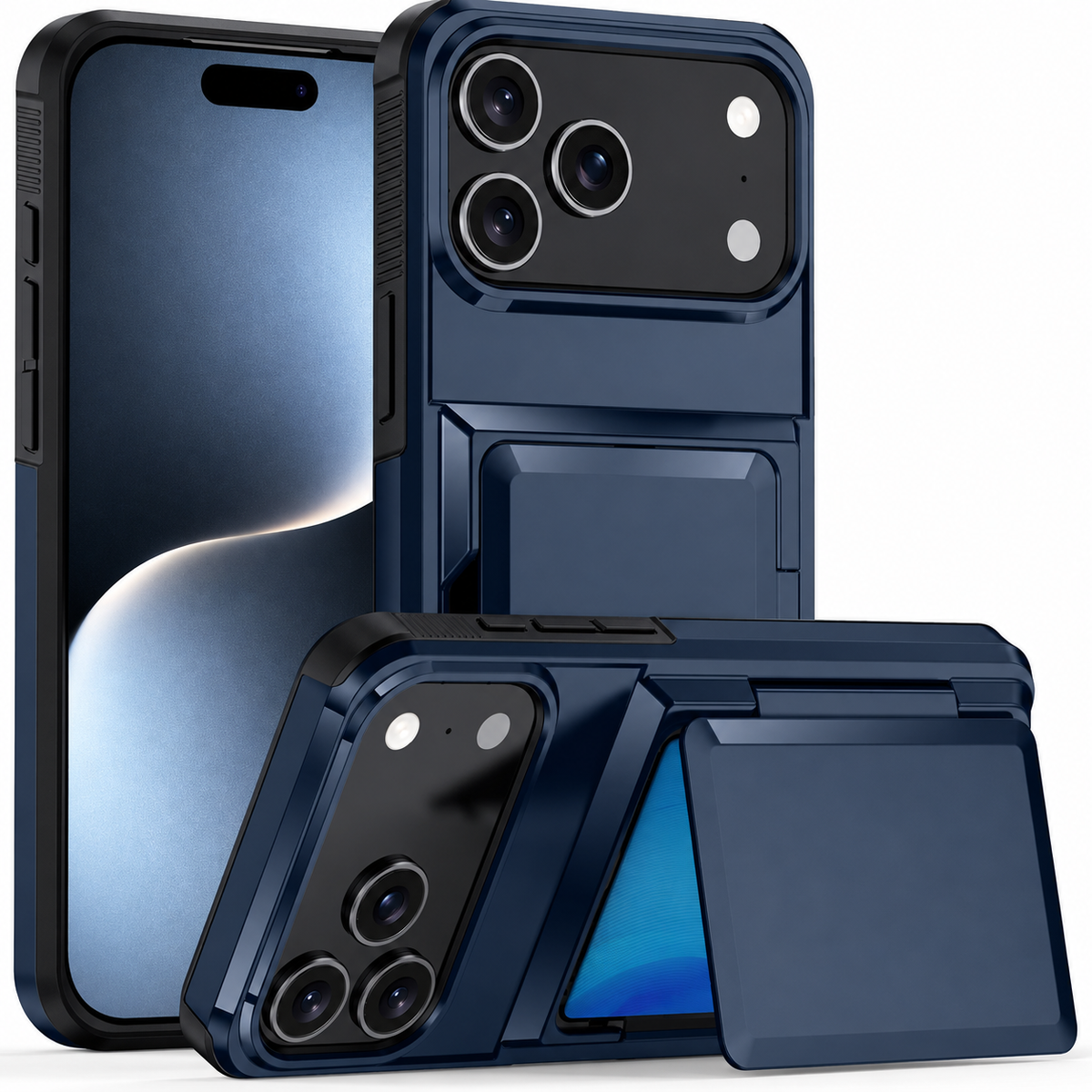 Premium iPhone Case Heavy Duty Wallet Card Holder Magnetic Shockproof Dual Layer PC Protective Cover Credit ID Storage Non Slip Reinforced Armor Case