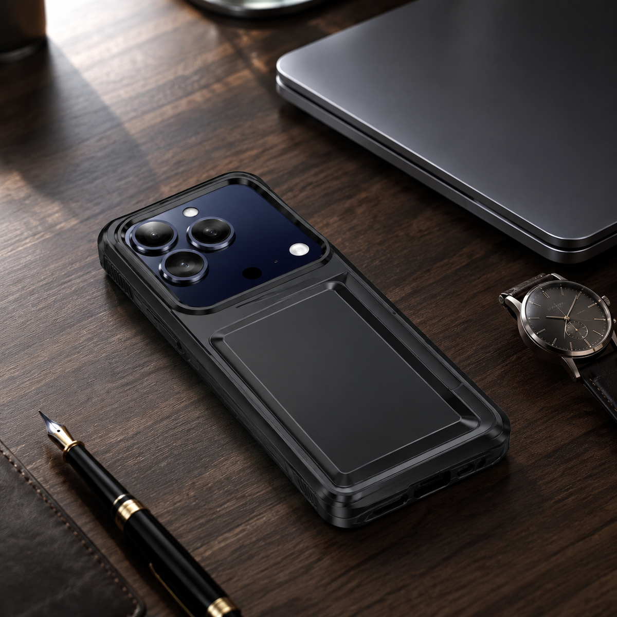 Premium iPhone Case Heavy Duty Wallet Card Holder Magnetic Shockproof Dual Layer PC Protective Cover Credit ID Storage Non Slip Reinforced Armor Case