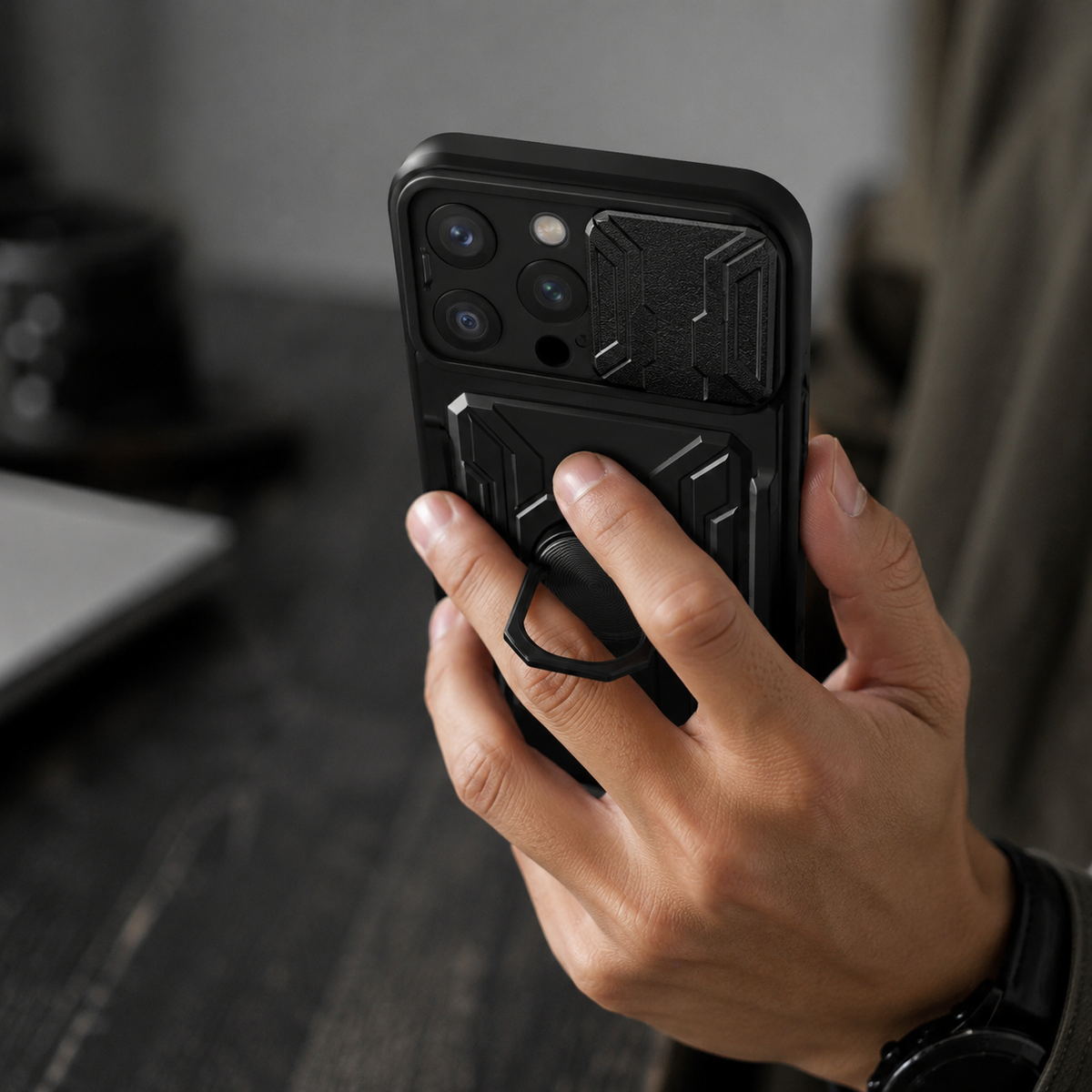 Premium iPhone Case Heavy Duty Wallet Card Holder Shockproof Armor Ring Kickstand Magnetic Mount Protective Cover PC TPU Anti Slip Reinforced Rugged