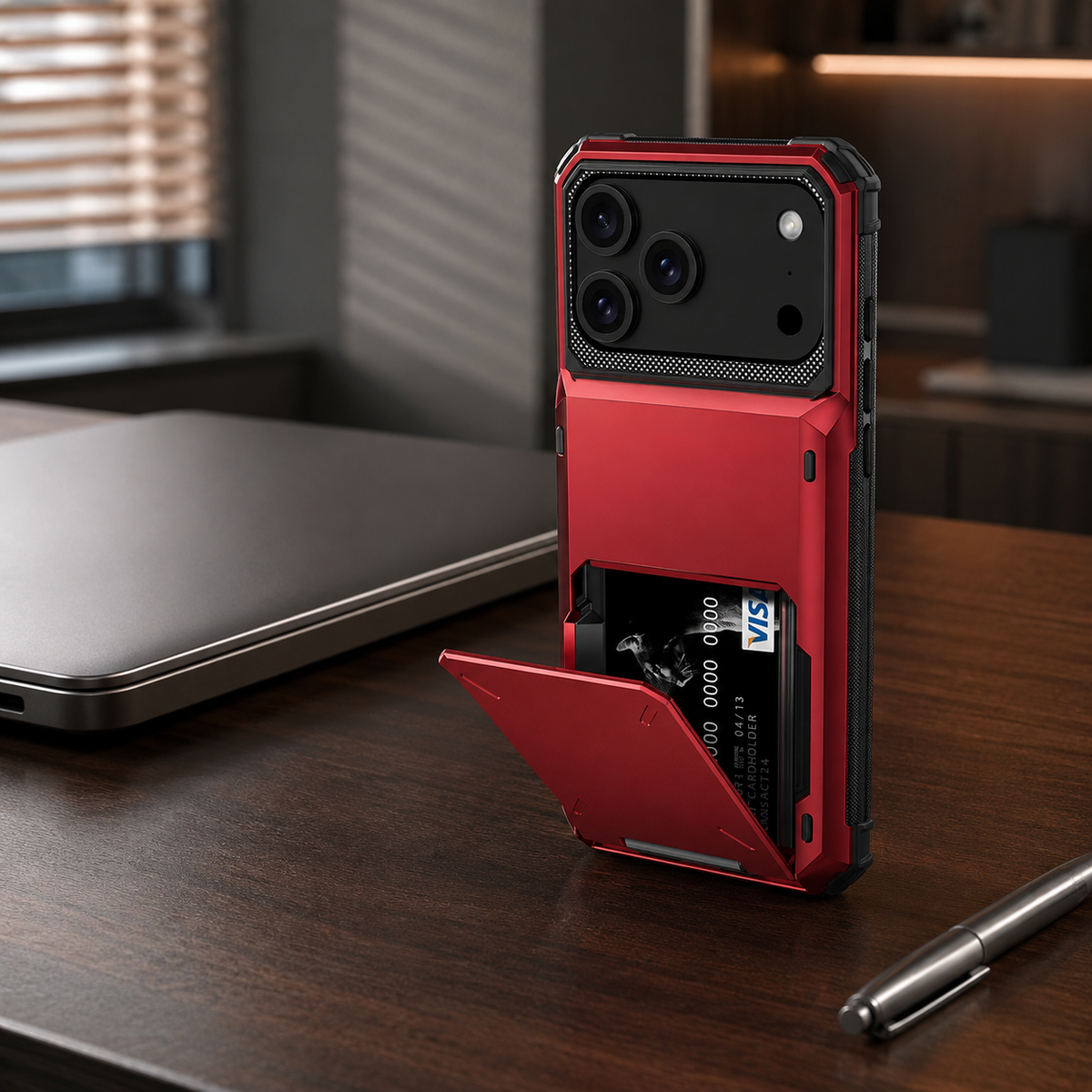 Premium iPhone Case Heavy Duty Wallet Hidden Card Slot Shockproof Dual Layer Hard Back Anti Scratch Anti Fingerprint Protective Armor Card Holder Cover