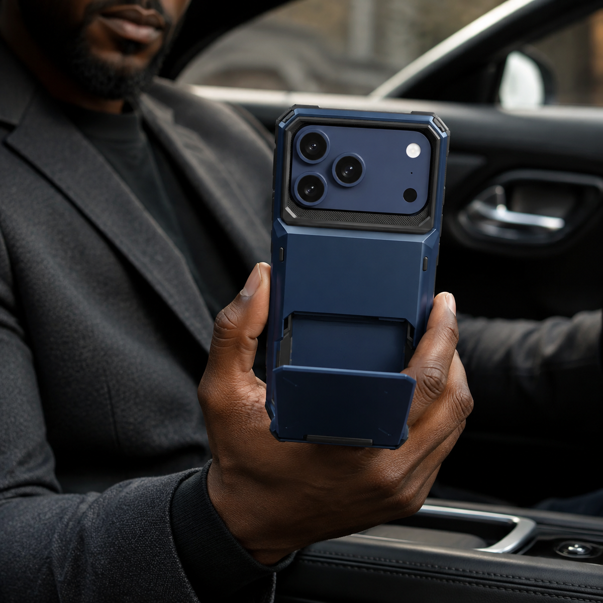 Premium iPhone Case Heavy Duty Wallet Hidden Card Slot Shockproof Dual Layer Hard Back Anti Scratch Anti Fingerprint Protective Armor Card Holder Cover
