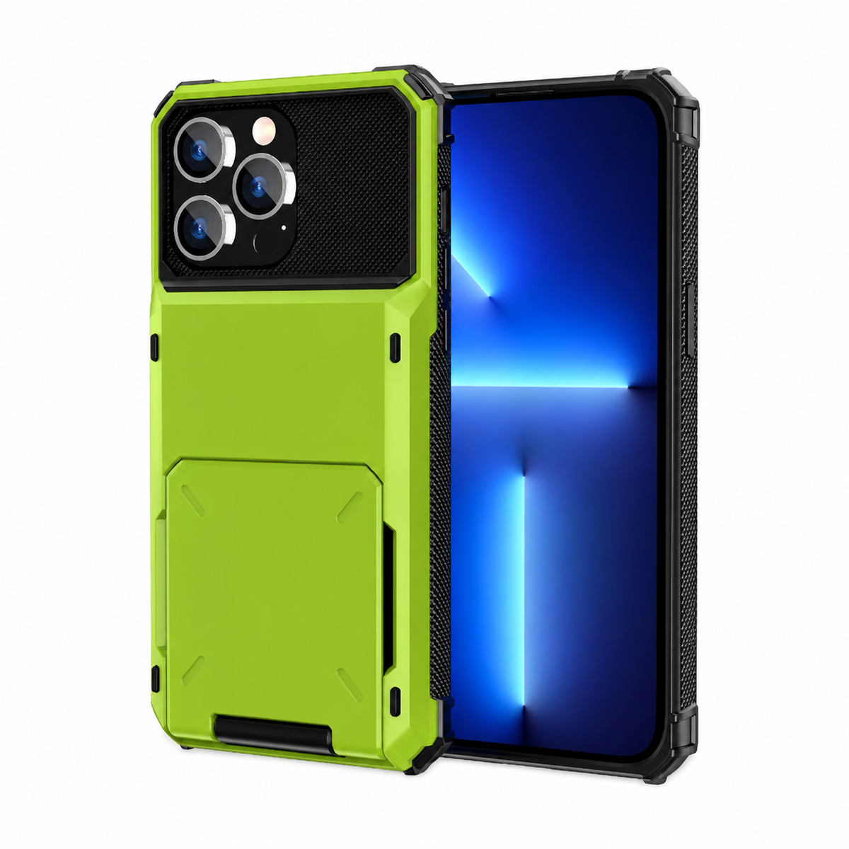 Premium iPhone Case Heavy Duty Wallet Hidden Card Slot Shockproof Dual Layer Hard Back Anti Scratch Anti Fingerprint Protective Armor Card Holder Cover