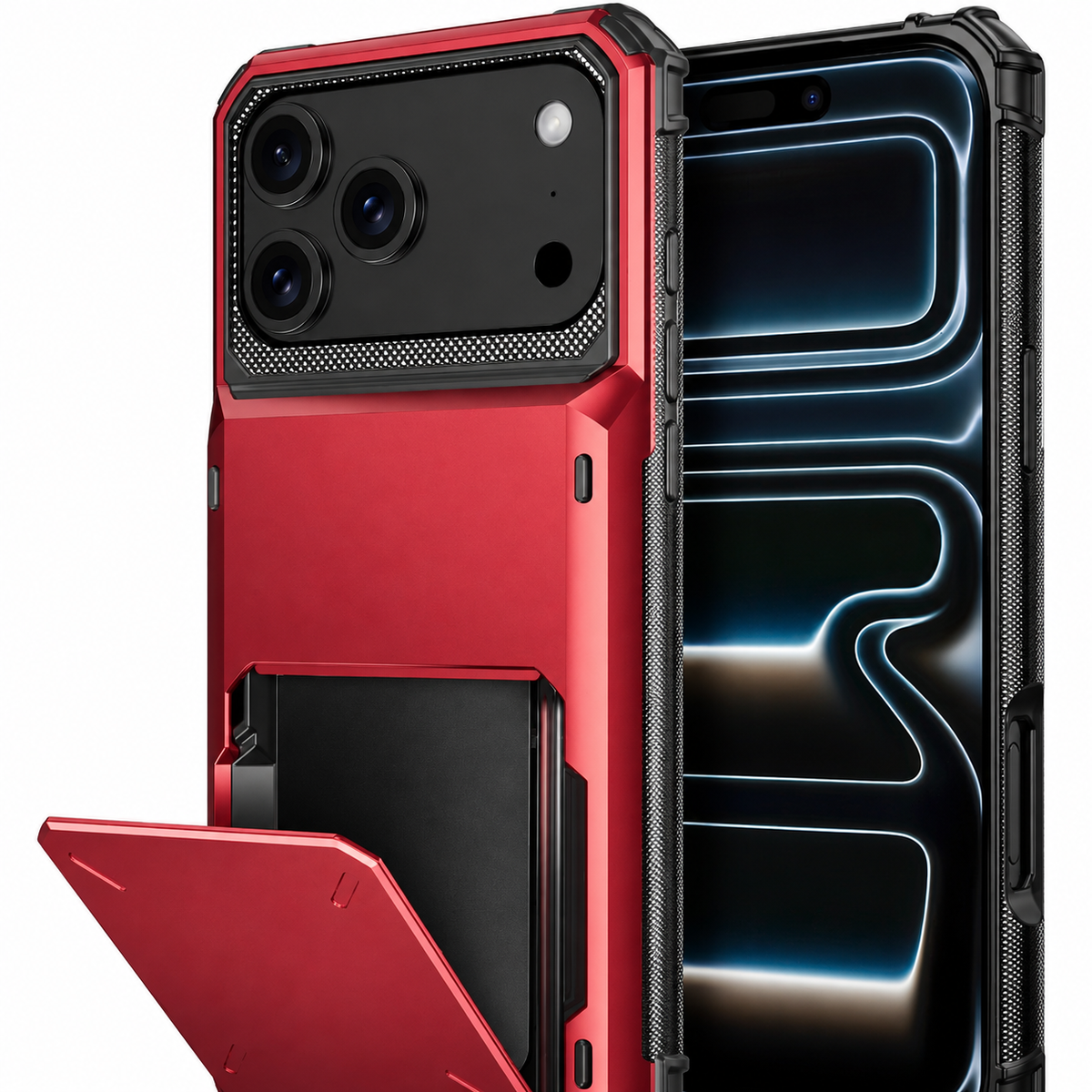 Premium iPhone Case Heavy Duty Wallet Hidden Card Slot Shockproof Dual Layer Hard Back Anti Scratch Anti Fingerprint Protective Armor Card Holder Cover