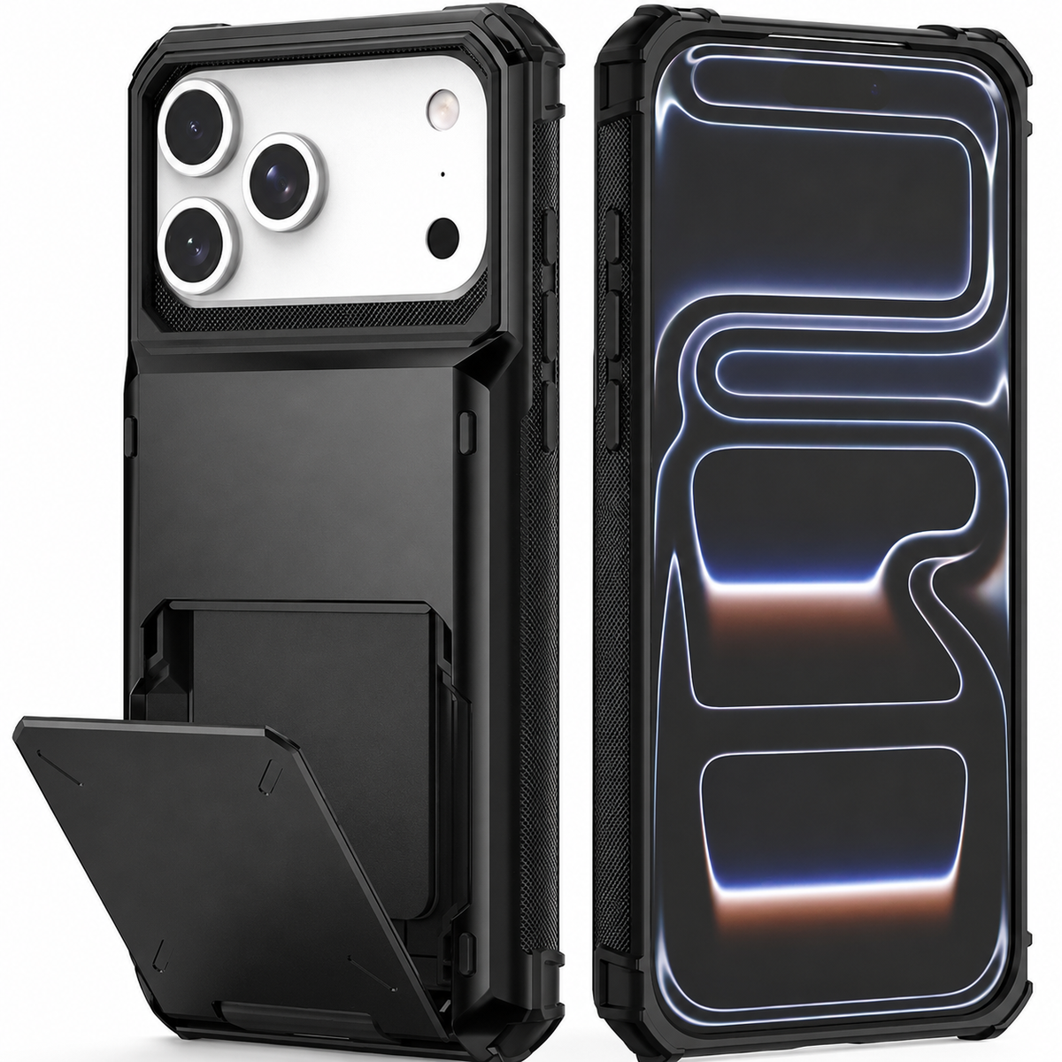 Premium iPhone Case Heavy Duty Wallet Hidden Card Slot Shockproof Dual Layer Hard Back Anti Scratch Anti Fingerprint Protective Armor Card Holder Cover