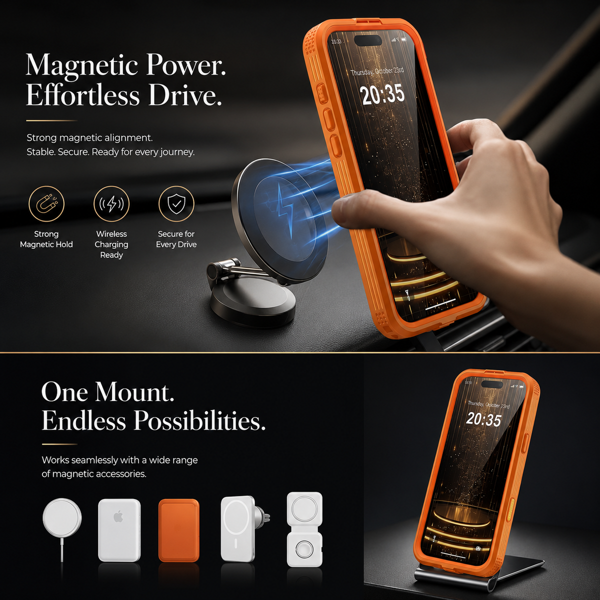 Premium iPhone Case IP68 Waterproof Magnetic Full Body Protective Cover Shockproof Dual Layer Anti Scratch Dustproof Non Slip Lightweight Lanyard Case