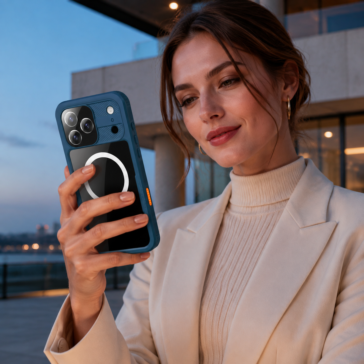 Premium iPhone Case IP68 Waterproof Magnetic Full Body Protective Cover Shockproof Dual Layer Anti Scratch Dustproof Non Slip Lightweight Lanyard Case