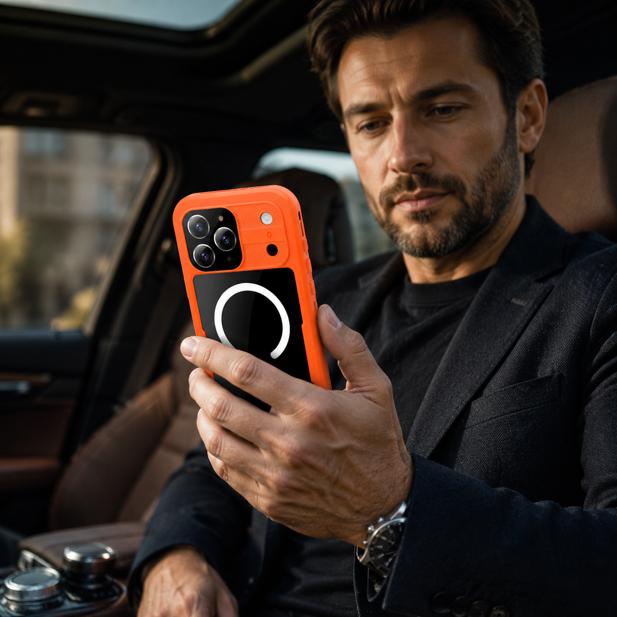 Premium iPhone Case IP68 Waterproof Magnetic Full Body Protective Cover Shockproof Dual Layer Anti Scratch Dustproof Non Slip Lightweight Lanyard Case