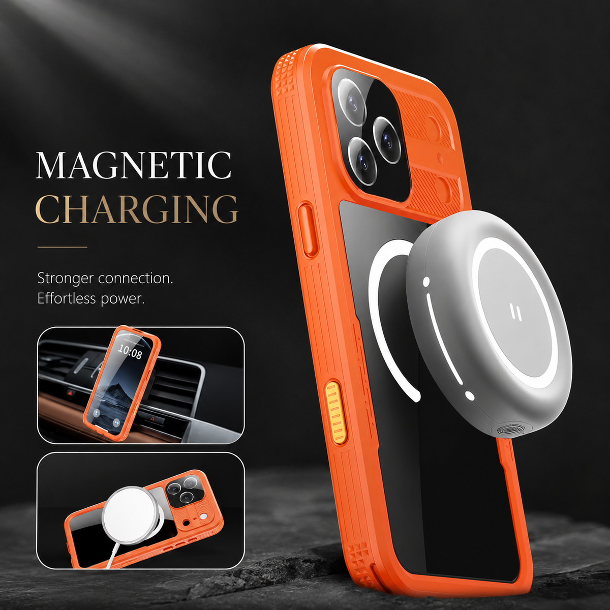 Premium iPhone Case IP68 Waterproof Magnetic Full Body Protective Cover Shockproof Dual Layer Anti Scratch Dustproof Non Slip Lightweight Lanyard Case