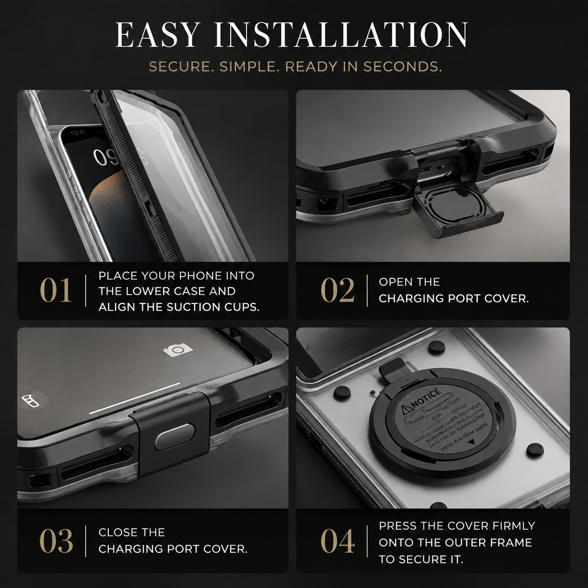 Premium iPhone Case IP68 Waterproof Protective Cover Full Body Shockproof Vacuum Seal System Underwater Protection Touchscreen Access Durable Design