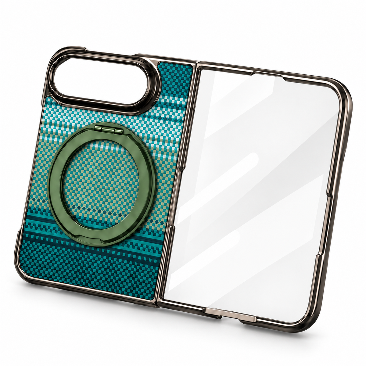 Premium iPhone Case Kevlar Style MagSafe Magnetic 360 Rotating Holder Stand Foldable PC Business Slim Shockproof Protective Cover Case Design