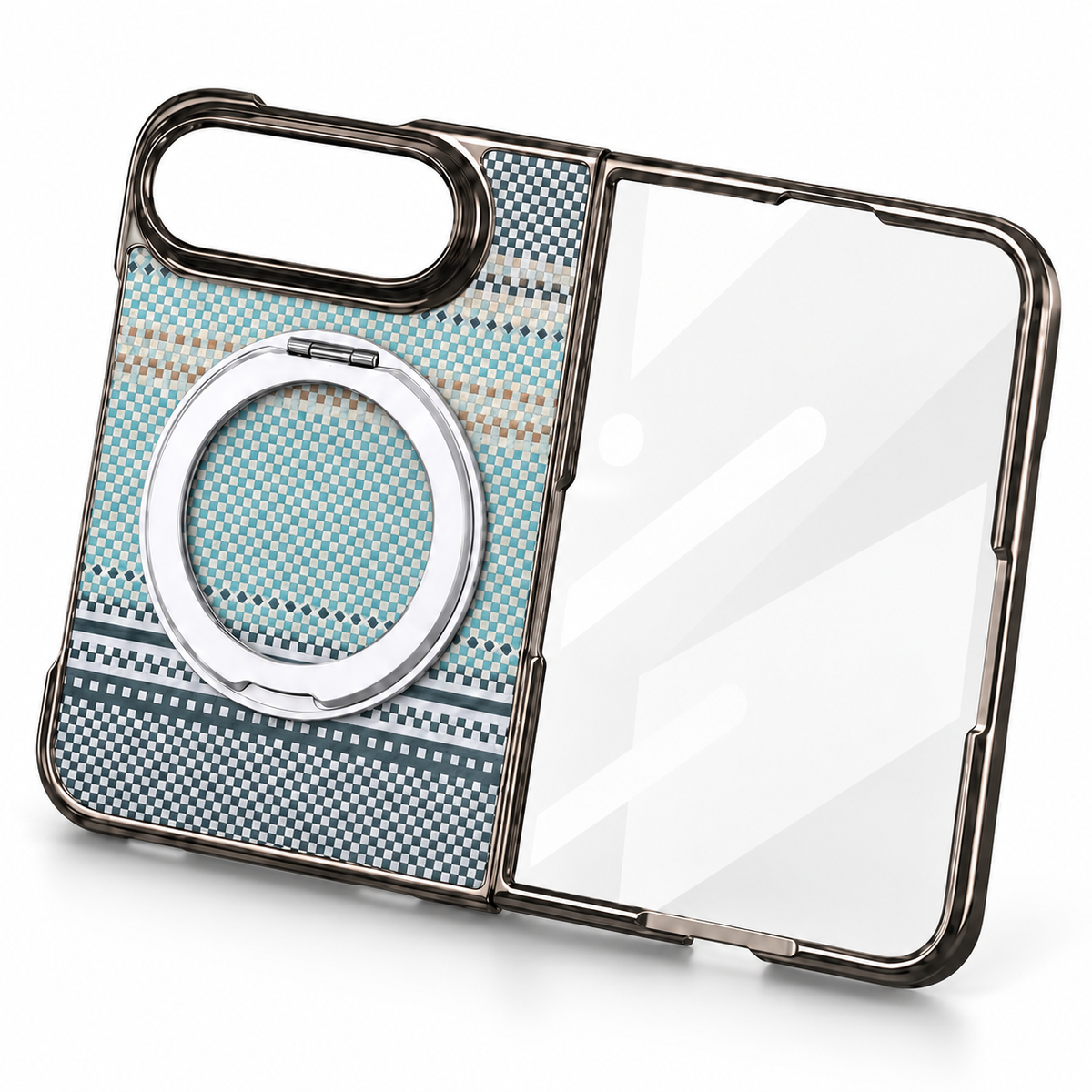 Premium iPhone Case Kevlar Style MagSafe Magnetic 360 Rotating Holder Stand Foldable PC Business Slim Shockproof Protective Cover Case Design