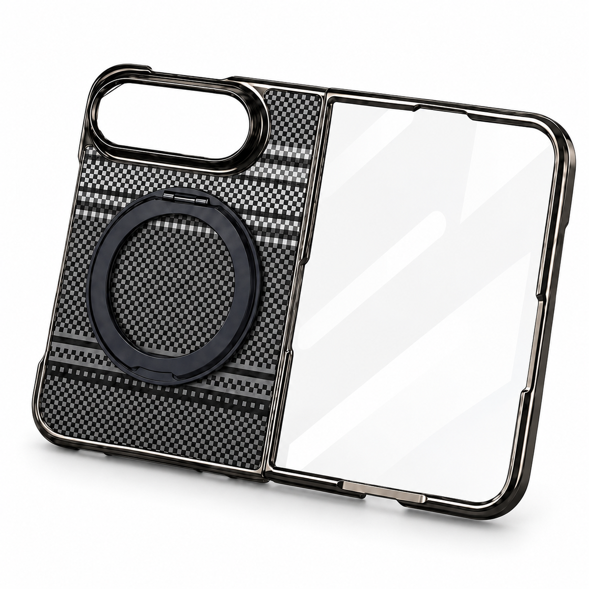 Premium iPhone Case Kevlar Style MagSafe Magnetic 360 Rotating Holder Stand Foldable PC Business Slim Shockproof Protective Cover Case Design