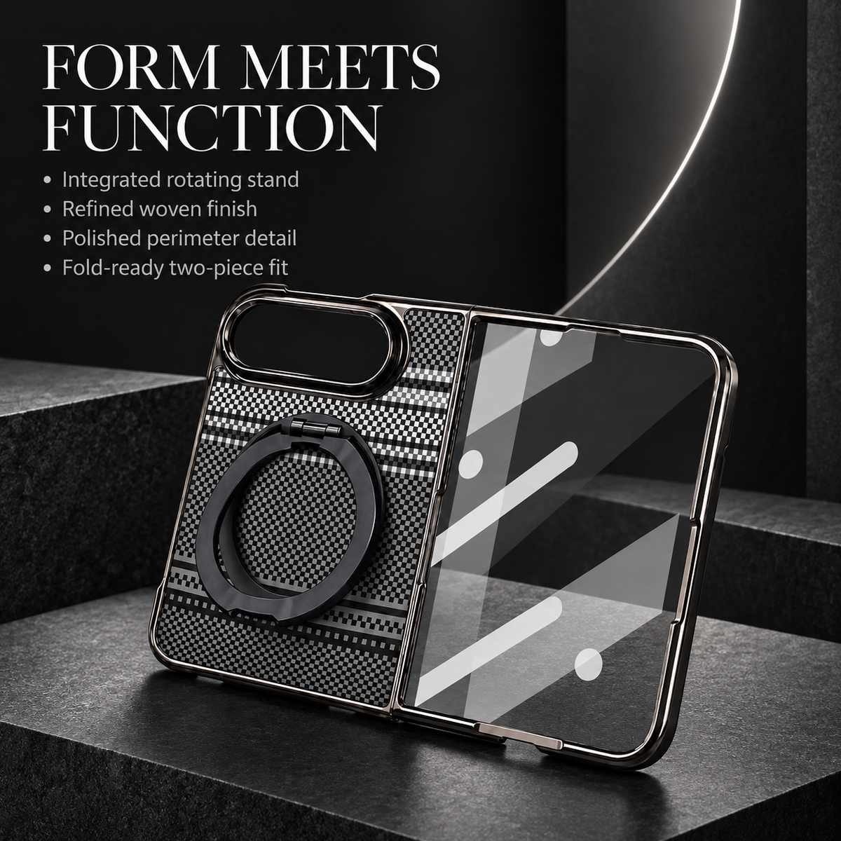 Premium iPhone Case Kevlar Style MagSafe Magnetic 360 Rotating Stand PC Foldable Business Slim Shockproof Protective Holder Cover Case Design