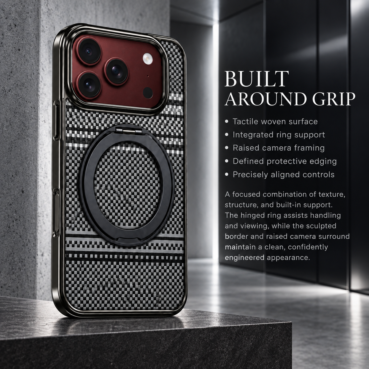 Premium iPhone Case Kevlar Style MagSafe Magnetic 360 Rotating Stand PC Foldable Business Slim Shockproof Protective Holder Cover Case Design