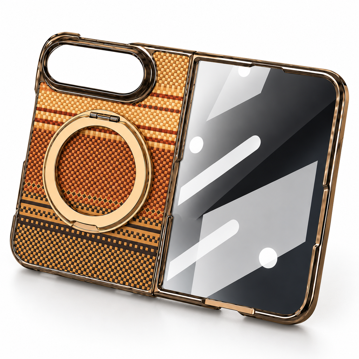 Premium iPhone Case Kevlar Style MagSafe Magnetic 360 Rotating Stand PC Foldable Business Slim Shockproof Protective Holder Cover Case Design